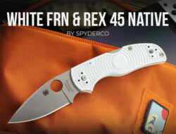 New Spyderco Native 5 Folding Knife w/ White Deal with, REX 45 Metal